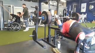 Bench Press 550 lbs x 48 total reps Springfield MO Slingshot Powerlifting Kole Carter 57 years old