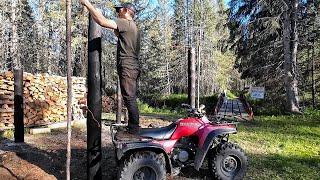 Building a Firewood Shack - Setting Wood Posts in the Ground