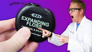 Dentist Reviews the BEST DENTAL FLOSS! EZZI Woven Waxed Expandable Thick Floss w Charcoal & Xylitol