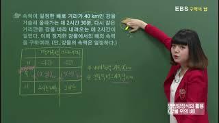 [EBS 수학의 답] 연립방정식의 활용 - 연립방정식의 활용(강물 위의 배)