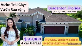 HOTNHÀ ĐẸP CÓ VƯỜN RAU VÀ CÂY TRÁI NHIỆT ĐỚI, TRƯỜNG HỌC TỐT Ở TP BRADENTON, FLORIDA- 941-718-8217