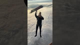 Mary poppins would be proud! #skydiving #clouds #umbrella #skydive
