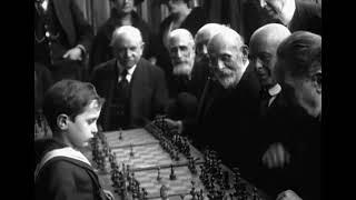 Samuel Reshevsky, age 8, defeating several chess masters at once in France, 1920