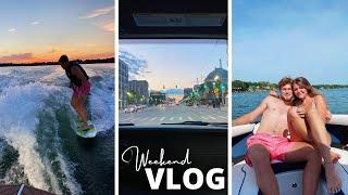 WEEKEND VLOG: downtown Detroit dinner @ Bakersfield DET (tacos), boat day & surfing