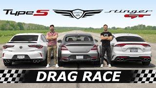 2021 Acura TLX Type S vs Genesis G70 vs Kia Stinger GT // DRAG & ROLL RACE