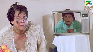 Johnny Lever Pranks Kader Khan From Behind The Tv - Juhi Chawla - Saajan Ka Ghar