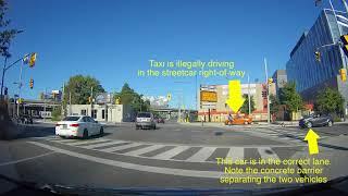 Awful Toronto Driver (Eastern and Cherry) — Beck taxi drives on streetcar tracks, runs red