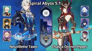 C0 Neuvillette Taser & C0 Chasca Hypercarry - Spiral Abyss 5.1 Floor 12 Genshin Impact