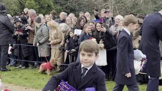 Watch Kate comfort Louis as the Royal Family  walk to church.