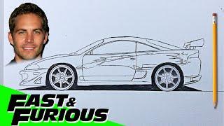 COMO DIBUJAR UN  Mitsubishi Eclipse Fast and Furious