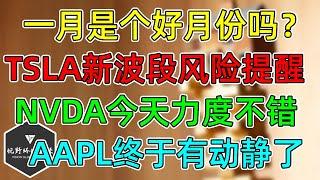 美股 开门跌，一月是个好月份吗？TSLA新波段风险提醒！NVDA今天力度不错！AAPL终于有点动静了！