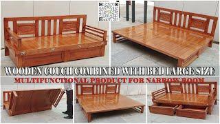 Wooden Coin Backrest Couch Come Bed Large Size | Ghế Di Văng Kiêm Giường Kích Thước Lớn | Do Go 24H