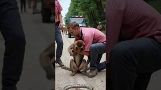 Baby Monkey Life save From Wildlife rescue Team #shorts #monkey #ytshorts
