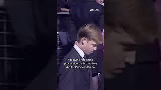Prince Harry and Prince William walk behind the Queen's coffin #shorts