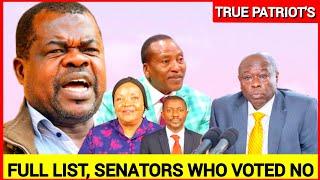 TRUE PATRIOTS! Full list of Senators who voted NO to save GACHAGUA, Number 4 and 11 will shock you