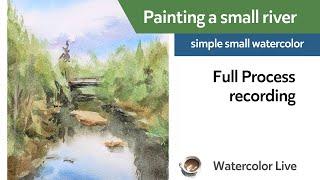 Simple small watercolor - spring river