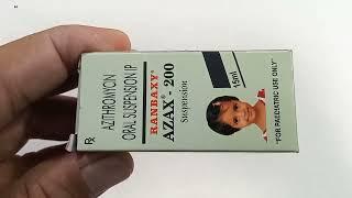 Azax-200 Suspension | Azithromycin 200 Oral Suspension | Azax 200 Syrup Uses Side effects Dose Hindi