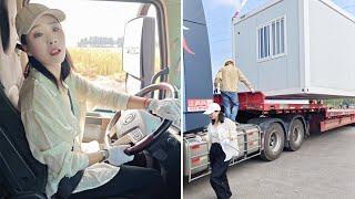 Female Truck Driver Wei Xiaoyang Delivers Heavy Modular Homes with Precision