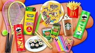 12 DIY Miniatures Barbie Tennis Pringles McDonalds Peas Starbucks MnMs Crayola Sushi & Popit Phone