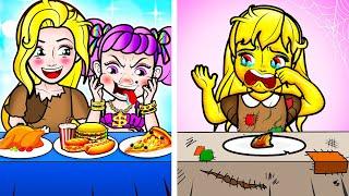 [paper dolls] Gold Rapunzel Vs Poor Family Mother and Daughter  | Rapunzel Family 놀이 종이