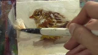 Little Sparrow Time-Lapse Oil Painting Demo by Peter Chorao