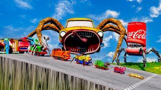 ALL MONSTERS Big & Small vs Downhill Jump with COCA COLA EATER & CAR EATER | BeamNG.Drive