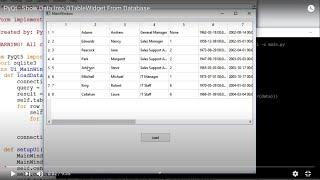 PyQt : Show Data Into QTableWidget From Database.