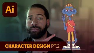 Designing a character with the pencil tool in Adobe Illustrator Pt.2