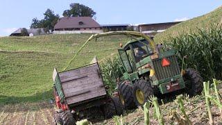 Ein wenig steil... Maishäckseln mit Kemper C3000  | Aebi TP 460 | John Deere 5730