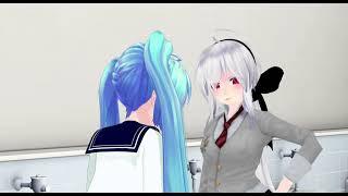 [MMD] - "Haku" is angry No..."Miku" counter slap Version 2 Motion DL.+ !