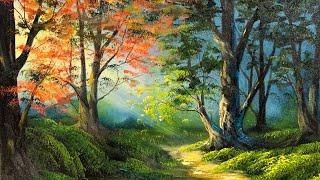 Free Lesson | How To Paint A Vibrant Sunlit Forest | Paintings By Justin