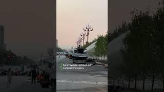 На пр. Айтматова установили необычные фонарные столбы