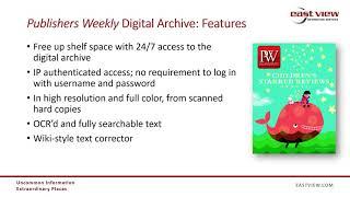 East View's Publishers Weekly Digital Archive Introduction