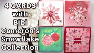 4 Cards featuring Bibi Cameron's Snowflake Collection for Spellbinders