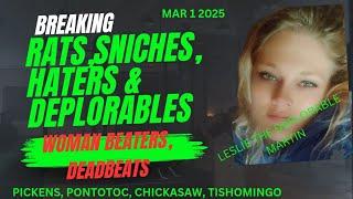 BREAKING: RATS, SNITCHES, HATERS  DEPLORABLES WOMAN BEATERS Tishomingo Pickens, Chickasaw, Pontotoc