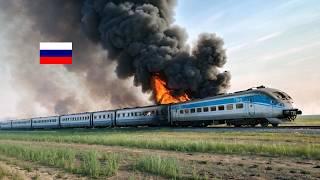 Russian High-Speed ​​Train Full of Soldiers Destroyed in Ambush by Ukrainian Army