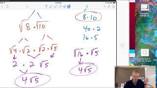 Algebra 1 Ch. 10-2 simplifying radicals