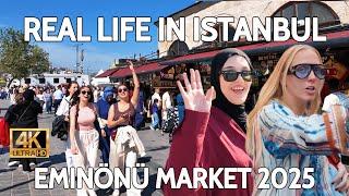 Istanbul Turkey 2025 | Real Life in Eminönü Bazaar & Street Markets | 4K Walking Tour