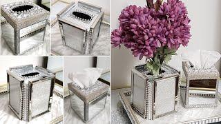 Mirrored Tissue Box Covers | Glam Home Decor Ideas | Dollar Tree DIY