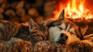 Sleep In Cozy Room with Cat Purring, Crackling FireplaceHealing Insomnia, Reduce Stress, Sleep Well