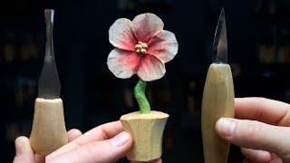 Whittle a Flower with Just 2 Tools!--Beginner Woodcarving