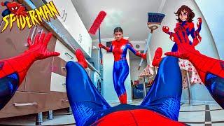 FUNNY STORIES ABOUT CRAZY SPIDER-MAN AND ANGRY SPIDER-GIRL ( Epic Comedy Parkour POV Prank )