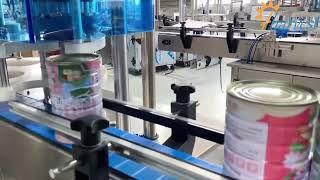 Automatix dia 99mm powder tin container sealing machine, auto servo bottom tin lid seaming machine