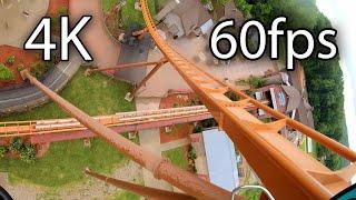 Thunderbird in the rain front seat on-ride 4K POV @60fps Holiday World