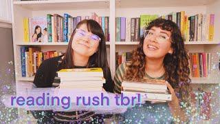 our overly ambitious reading rush tbr piles!!!