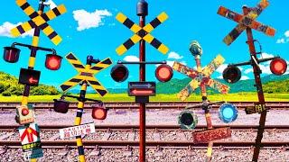 【踏切アニメ】仲間の争奪戦をするふみきりカンカンThe Railroad Crossing Tug of War