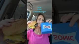 Trying NEW Sonic Smasher Burger ️🩵#sonic #sonicdrivein #newmenuitem #fastfood #foodlover #yum