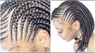 Very detailed Ghana feed-in braids/banana braided bob tutorial from start to finish!