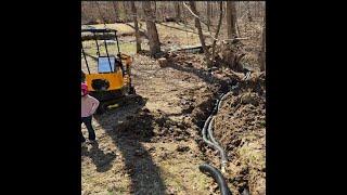 Chinese Mini Excavator Installing Drain Tile