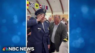 Hero grandfather salutes granddaughter at Navy officer graduation